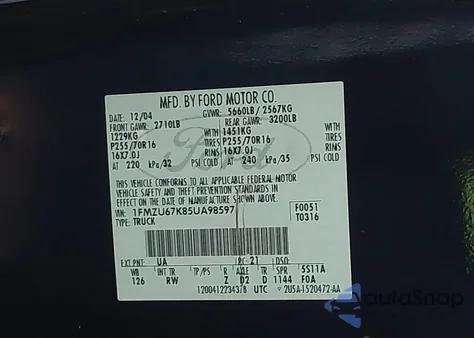 2005 Ford Explorer Sport Trac Adrenalin/Xls/Xlt from USA, damaged, VIN 1FMZU67K85UA98597